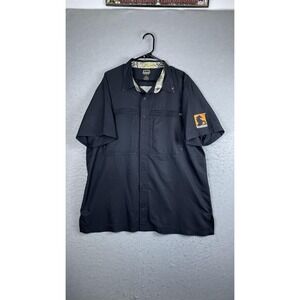 GameGuard Shirt Mens XL Black Solid Short Sleeve Button Fishing Vented Stallion